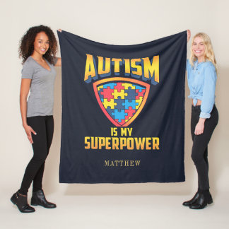 Autism is My Superpower Autistic Support Awareness Fleece Blanket