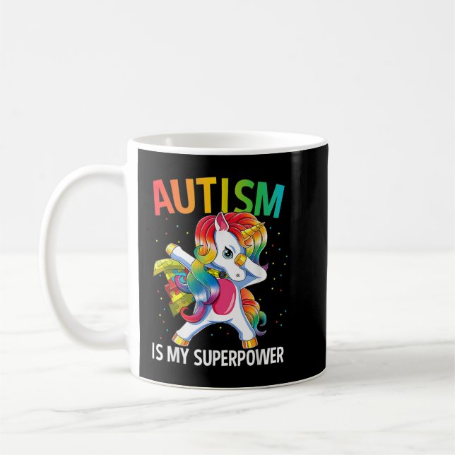 Autism Is My Superpower Dabbing Unicorn 1422 Coffee Mug (Left)