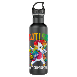 Autism Is My Superpower Dabbing Unicorn 1422 Stainless Steel Water Bottle