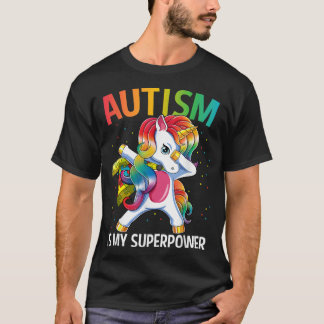 Autism Is My Superpower Dabbing Unicorn T-Shirt