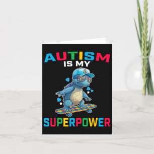 Autism Is My Superpower Dino Puzzle Awareness Wome Card