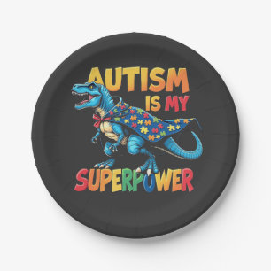 Autism Is My Superpower Dinosaur Autism Awareness Paper Plates