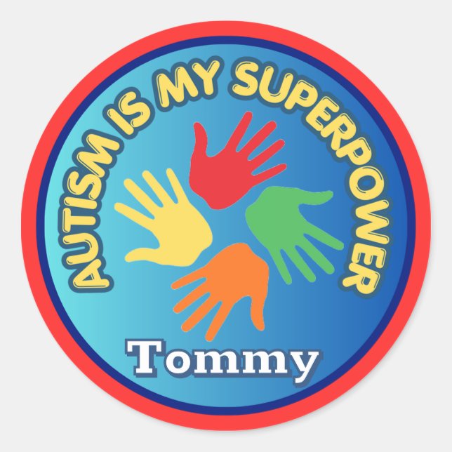 Autism Is My Superpower Personalized Classic Round Sticker (Front)