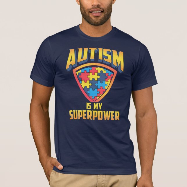 Autism Is My Superpower Puzzle Awareness T-Shirt (Front)