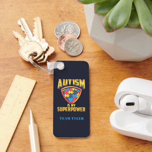 Autism Is My Superpower Puzzle Team Name Custom Keychain