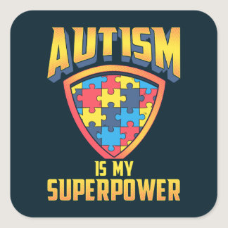 Autism is my Superpower Puzzles Shield Square Sticker