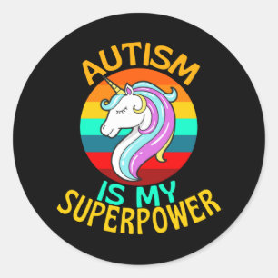 Autism Is My Superpower Unicorn Lover Classic Round Sticker