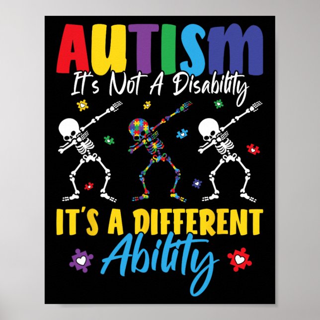 Autism Is Not A Disability It's A Different Abilit Poster (Front)