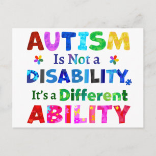 AUTISM Is Not a Disability Postcard