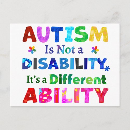 AUTISM Is Not a Disability Postcard