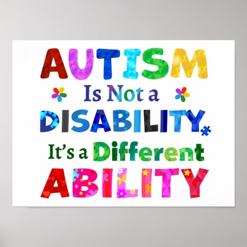 AUTISM Is Not a Disability Poster