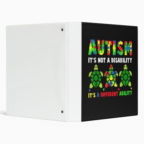 Autism Its Not A Disability Autism Awareness 3 Ring Binder