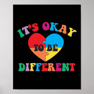 Autism It's Okay To Be Different Awareness Puzzle Poster