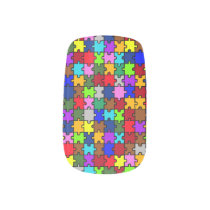 Autism jigsaw minx nail art