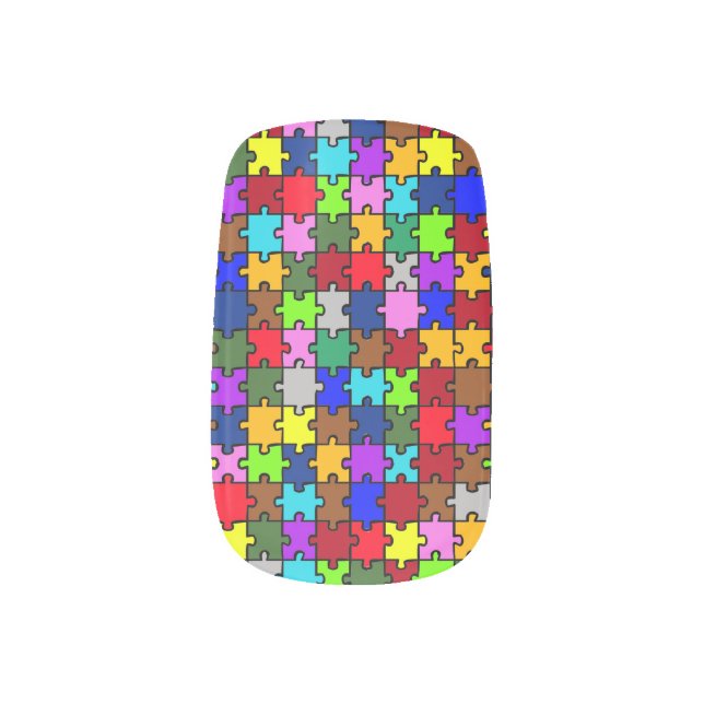 Autism jigsaw minx nail art (Right Thumb)