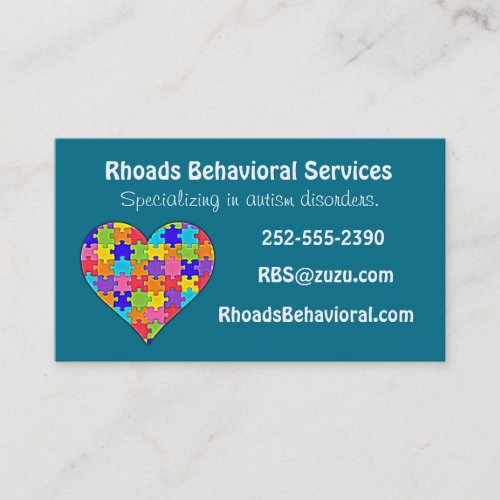 Autism Jigsaw Puzzle Heart Business Card