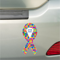 Autism Jigsaw Puzzle Pieces Ribbon Car Magnet