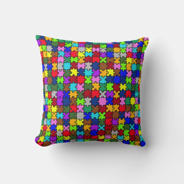 Autism jigsaw throw pillow (Front)