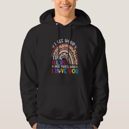 Autism Leopard Rainbow I See Your True Colors Puzz Hoodie