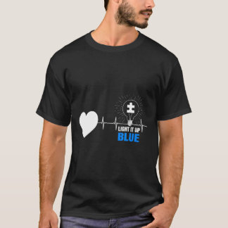 Autism-Light It Up Blue Heartbeat Autism Gifts Fo T-Shirt