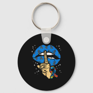Autism lip dont judge asd ribbon awareness support keychain