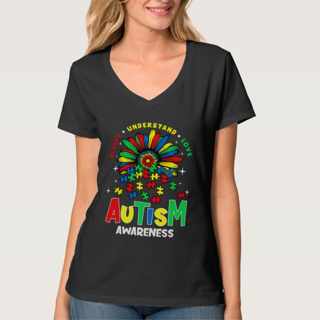 Autism Love Accept Support Autism Awareness Autist T-Shirt (Front)