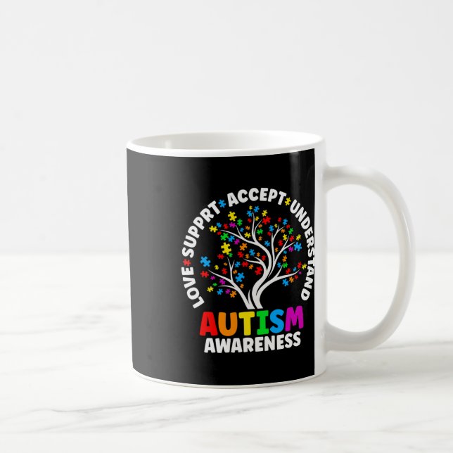 Autism Love Accept Support Autistic Autism Awarene Coffee Mug (Right)