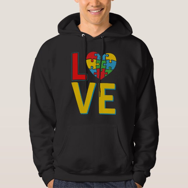 Autism Love Heart Autism Awareness Day Hoodie (Front)