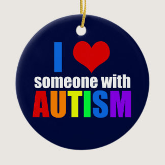 Autism Love Rainbow Family Support Colorful Cute Ceramic Ornament