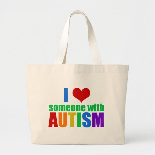 Autism Love Rainbow Family Support Colorful Cute Large Tote Bag