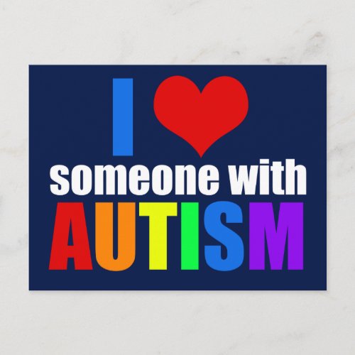Autism Love Rainbow Family Support Colorful Cute Postcard