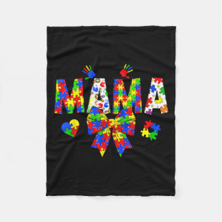 Autism Mama Autism Awareness Day Coquette Bow Fleece Blanket