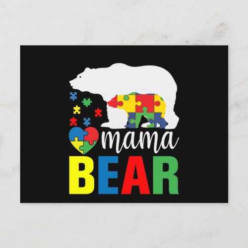 Autism Mama Bear Announcement Postcard