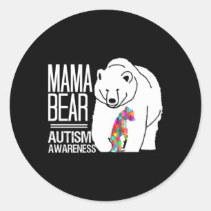 Autism Mama Bear Autism Awareness Classic Round Sticker