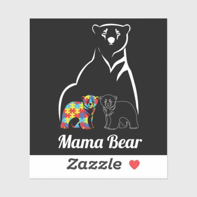 Autism Mama Bear Autism Awareness Mom of Autistic Sticker (Sheet)