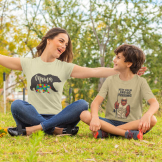 Autism Mama Bear with Bear Cub T-Shirt