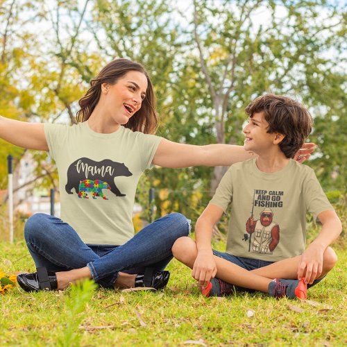 Autism Mama Bear with Bear Cub T_Shirt