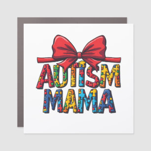 Autism Mama Bow Coquette Mom Autism Awareness  Car Magnet