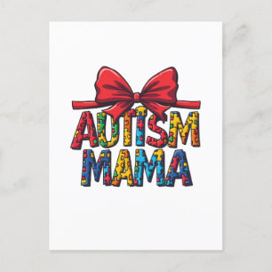 Autism Mama Bow Coquette Mom Autism Awareness Postcard