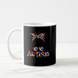 Autism Mama Messy Bun Sunglasses Bandana Autism Aw Coffee Mug