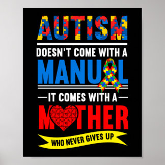 Autism Manual Mom Mother Mama Flower Rainbow Poster