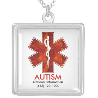 Autism Medical   Necklace: Customizable Silver Plated Necklace