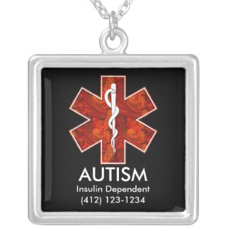 Autism Medical   Necklace: Customizable Silver Plated Necklace