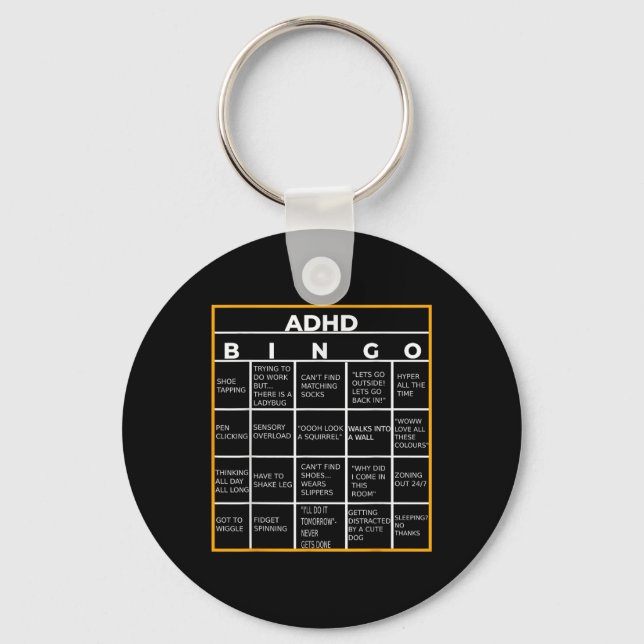 Autism Mental Health Awareness Day Adhd Bingo Funn Keychain (Front)