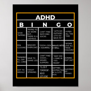 Autism Mental Health Awareness Day Adhd Bingo Funn Poster