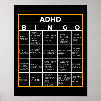 Autism Mental Health Awareness Day Adhd Bingo Funn Poster