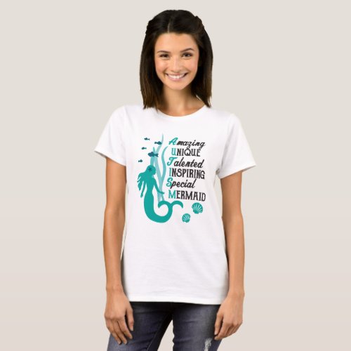 Autism Mermaid Acrostic _ Acceptance and Awareness T_Shirt