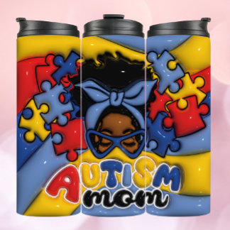 Autism Mom 3D Inflated Tumbler