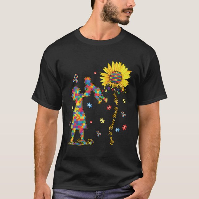 Autism Mom And Son Autism Awareness Puzzle Piece S T-Shirt (Front)