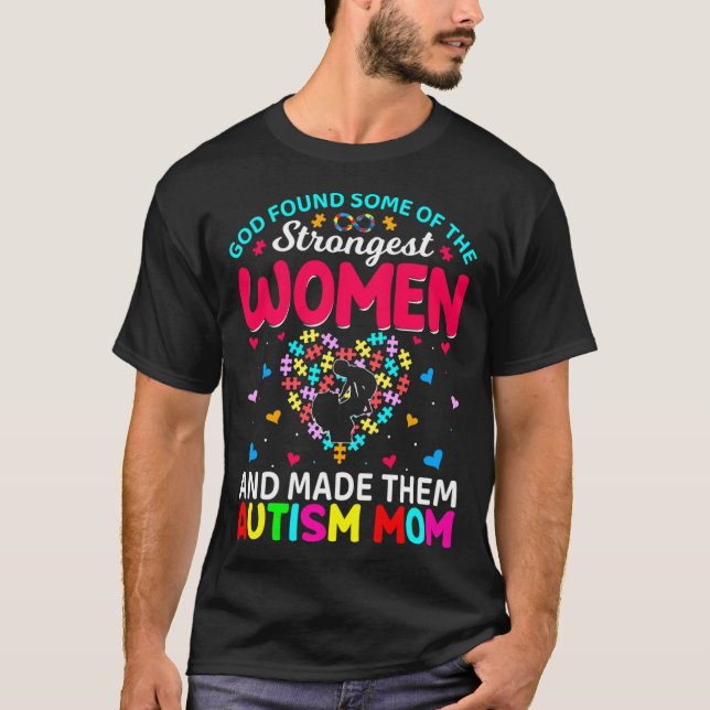 Autism Mom Autism Awareness Warriors Mama Motivati T-Shirt (Front)